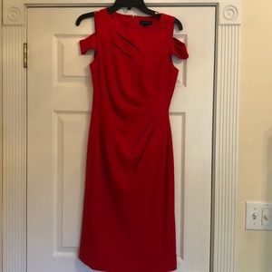 Tahari Red Cutout Shouldered Dress